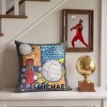 Personalised Volleyball Cartoon Character Cushion Cover with Name and Number Home Decor Anniversary Birthday Gift for Volleyball Players
