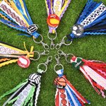 Personalized Ball Sports Charm Tassel Keychain with Name Backpack Tag Daily Use Birthday Team Gift for Athletes Teens Kids Students