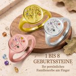 Personalisierter Stammbaum Siegelring mit 1–8 Geburtssteinen | Lebensbaum-Ring | Sterlingsilber | Schmuck | Geburtstag Muttertag Geschenk für Mama Oma