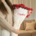 Personalised Crocheted Rose Bouquet Blanket with Embroidered Name Home Decor Birthday Anniversary Gift for Wife Girlfriend Her