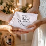 Personalisierte Linie Kunst Stil Haustier Foto 100% Baumwolle Hochzeit Taschentuch mit Namen und Datum Hochzeit Party Geschenk für Braut Brautjungfer
