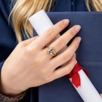 Anillo Personalizado de Plata de Ley con Piedra de Nacimiento y Texto Dainty Jewelry Anniversary Senior Night Graduation Party Gift for Graduates