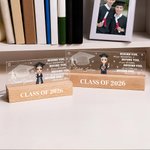 Personalized Cute Cartoon Graduate Character Acrylic LED Night Light with Wooden Base and Name Home Decor Graduation Gift for Class of 2026 Graduates