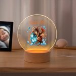Personalisierte Dragon Birthstone Acryl LED-Nachtlicht mit hölzernen Basis und Name Kinderzimmer Dekoration Baby Dusche Geburtstag Geschenk für Kinder