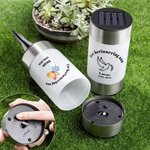 Gepersonaliseerde Duif- Vlinder- en Bloemenmotief Verfijnde Zonne-tuinlamp met Naam en Tekst Herdenkingsgeschenk voor Begraafplaats of Tuin