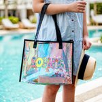 Personalizzata Lettera floreale olografica trasparente Tote Bag con nome Uso quotidiano Festa della mamma Regalo di vacanza sulla spiaggia per la mamma Donna Ragazza