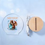Personalisierte Dragon Birthstone Acryl LED-Nachtlicht mit hölzernen Basis und Name Kinderzimmer Dekoration Baby Dusche Geburtstag Geschenk für Kinder