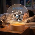 Personalisierte Dragon Birthstone Acryl LED-Nachtlicht mit hölzernen Basis und Name Kinderzimmer Dekoration Baby Dusche Geburtstag Geschenk für Kinder