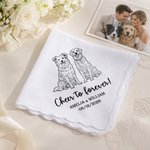 Personalisierte Linie Kunst Stil Haustier Foto 100% Baumwolle Hochzeit Taschentuch mit Namen und Datum Hochzeit Party Geschenk für Braut Brautjungfer