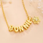 Personalised Birth Flower Colourful 3D Enamel Bubble Letter Name Necklace Birthday Anniversary Gift for Women Girls