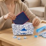 Personalised Chinoiserie Mahjong Tiles Pouch Makeup Bag with Text Travel Accessory Birthday Gift for Mahjong Lovers