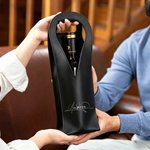 Borsa per il vino in pelle PU con manico, personalizzata con nome in finto metallo, accessori protettivi per il vino, regalo per gli amanti del vino.