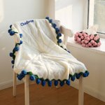 Personalised Crocheted Rose Bouquet Blanket with Embroidered Name Home Decor Birthday Anniversary Gift for Wife Girlfriend Her