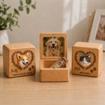 Scatola di legno personalizzata con nome inciso e bottiglia di vetro Avatar di cane e gatto in 3D Regalo commemorativo di compleanno per la perdita di animali domestici