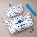 Personalised Chinoiserie Mahjong Tiles Pouch Makeup Bag with Text Travel Accessory Birthday Gift for Mahjong Lovers