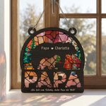 Personalisierter Acryl-Sonnenfänger mit Papa-Bär und Baby-Bär | mit Namen und Text | Fensterhänger | Geburtstag Vatertag Geschenk für Papa