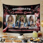 Personalized Congrats 3 Graduation Photos Multicolour Banner with Name Year and School Name Party Backdrop Decor Graduation Gift for Graduates