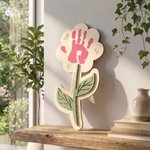 Gepersonaliseerd 1-2 Bloemen Handafdrukken Houten Bord met Naam en Tekst Verjaardag Moederdag Cadeau voor Mama Vrouwen