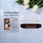 Personalised The New York Times Style Photo LED Night Light with Wooden Base Name Text Home Bedroom Decor Father's Day Gift for Dad