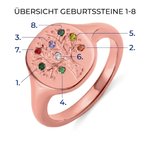 Personalisierter Stammbaum Siegelring mit 1–8 Geburtssteinen | Lebensbaum-Ring | Sterlingsilber | Schmuck | Geburtstag Muttertag Geschenk für Mama Oma