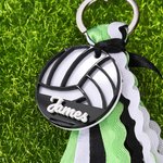 Personalized Ball Sports Charm Tassel Keychain with Name Backpack Tag Daily Use Birthday Team Gift for Athletes Teens Kids Students