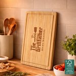 Personalized BBQ Grill Master FSC Charcuterie Bamboo Cutting Board with Name and Date Housewarming Wedding Birthday Gift for Family Friends
