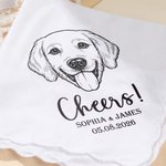 Personalisierte Linie Kunst Stil Haustier Foto 100% Baumwolle Hochzeit Taschentuch mit Namen und Datum Hochzeit Party Geschenk für Braut Brautjungfer