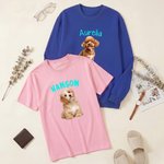 Personalized Pet Photo Multicolour Adult T-shirt Sweatshirt with Name Daily Wear Pet Party Birthday Gift for Pet Owner Lover