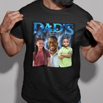 Personalized Retro Bootleg Style 1-5 Photo 100% Cotton T-shirt with Title Father's Day Birthday Gift for Dad Grandfather