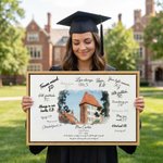 Personalised Watercolour Photo Canvas Prints with Name City Year and Text Home Decor Birthday Graduation Retirement Gift for Family
