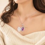 Personalisierte Jungfrau Maria Foto Kreuz Medaillon Halskette mit Bogen Exquisite Schmuck Taufe Geburtstag Geschenk für Frauen Christen