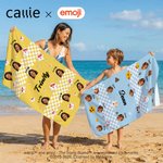Personlig flerfärgad emoji Roligt ansiktsfoto Snabbtorkande strandhandduk med namn Semester Pool Partygåva för familj Vänner | Callie × emoji ™