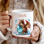 Personalized Dragon Birthstone 11 oz 15 oz Ceramic Mug with Name and Coaster Daily Drinking Birthday Gift for Children Dragon Enthusiasts