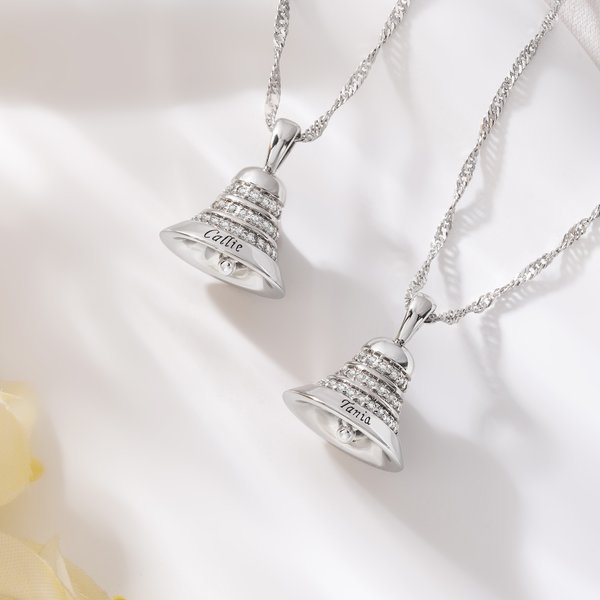 Gepersonaliseerde sierlijke bel hanger ketting met gegraveerde naam Herinnering genezing herstel Gift voor kankerbestrijders overlevenden