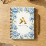 Libreta A5 con espiral y texto Personalizada Flor de Nacimiento Inicial Dorada Regalo de Cumpleaños Día de la Madre para Mamá Amiga