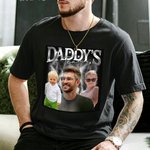Personalized Retro Bootleg Style 1-5 Photo 100% Cotton T-shirt with Title Father's Day Birthday Gift for Dad Grandfather