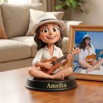 Personalizado 3D Personaje Foto Estatua Adorno con Base y Texto Decoración del Hogar Aniversario Cumpleaños Regalo para la Familia Amigo Guitarrista