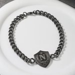 Gepersonaliseerde Kroonkrans Schild Initiaal Armband met Naam Vaderdag Verjaardagscadeau voor Vader Man