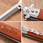 Gepersonaliseerde Opvouwbare Baardkam van Hout en Roestvrij Staal met Gegraveerde Naam en Cadeaudoos Cadeau voor Vaderdag Bruiloften Getuigen Vaders