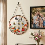 Personalize Wreath 1-6 Bees Suncatcher with Names Window Hanging Home Decor Mother's Day Gift for Mom Grandma