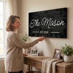 Signo personalizado de la familia textura de grano de madera impresiones en lienzo con el año Enviar desde EE.UU. Housewarming Cumpleaños Aniversario Regalo para la familia amigo
