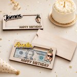 Personalisierte alles Gute zum Geburtstag hölzerne Geldhalter mit Namen und Nummer Geburtstag Geschenk für Freund Kind Familie