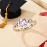 Anillo personalizado de plata de ley con nombre grabado Año y texto Cumpleaños Aniversario Graduación Regalo para graduados