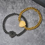 Gepersonaliseerde Kroonkrans Schild Initiaal Armband met Naam Vaderdag Verjaardagscadeau voor Vader Man