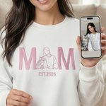 Bordado Personalizado Mascota Papá Mamá Foto Suave Camiseta Sudadera Sudadera con capucha con el año Uso diario Cumpleaños Aniversario Regalo para los amantes de las mascotas