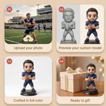 Personalized Photo into 3D Cartoon Athlete Figurine Ornament with Name Desktop Decoration Birthday Team Gift for Sport Lovers