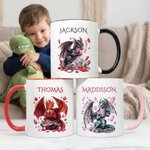 Personalized Dragon Birthstone 11 oz 15 oz Ceramic Mug with Name and Coaster Daily Drinking Birthday Gift for Children Dragon Enthusiasts