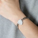 Gepersonaliseerde Kroonkrans Schild Initiaal Armband met Naam Vaderdag Verjaardagscadeau voor Vader Man