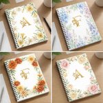 Libreta A5 con espiral y texto Personalizada Flor de Nacimiento Inicial Dorada Regalo de Cumpleaños Día de la Madre para Mamá Amiga