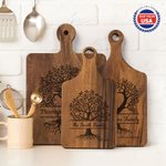 Personalized Engraved Tree of Life Reversible Cheese Charcuterie Grip Cutting Board with Text Date Ship from USA  Housewarming Wedding Gift for Family